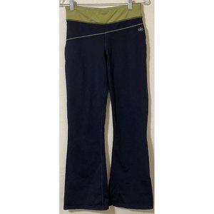 Alo Yoga Women's Small Wide Leg Active Yoga Leggings Black Lime Green 27" x 30"